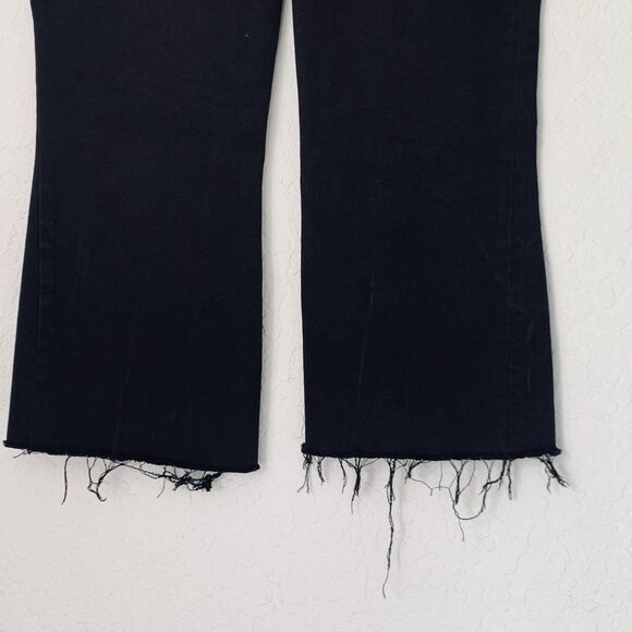 Spanx Cropped Flare Jeans Womens Large Black Raw Hem Pull On Stretch Denim - Picture 6 of 11